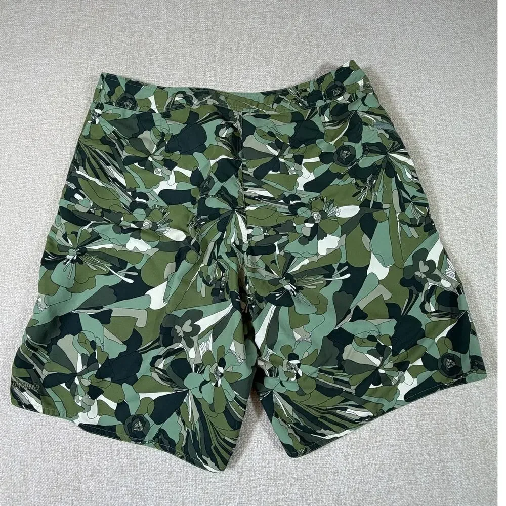 Patagonia Men's 38 Green Camo Swim Trunks Lightweight Pool Beach Shorts